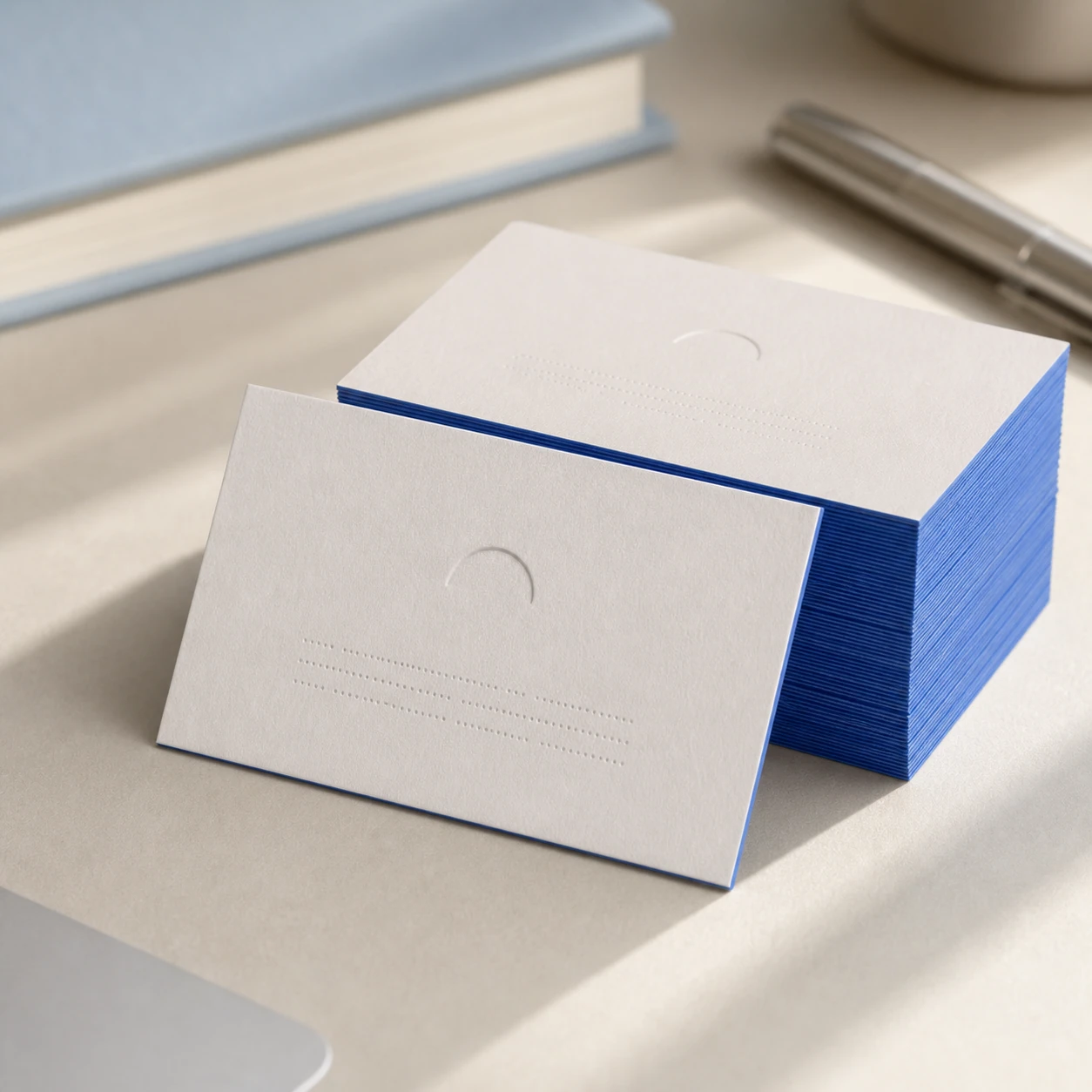 Commercial cards on a creative desk