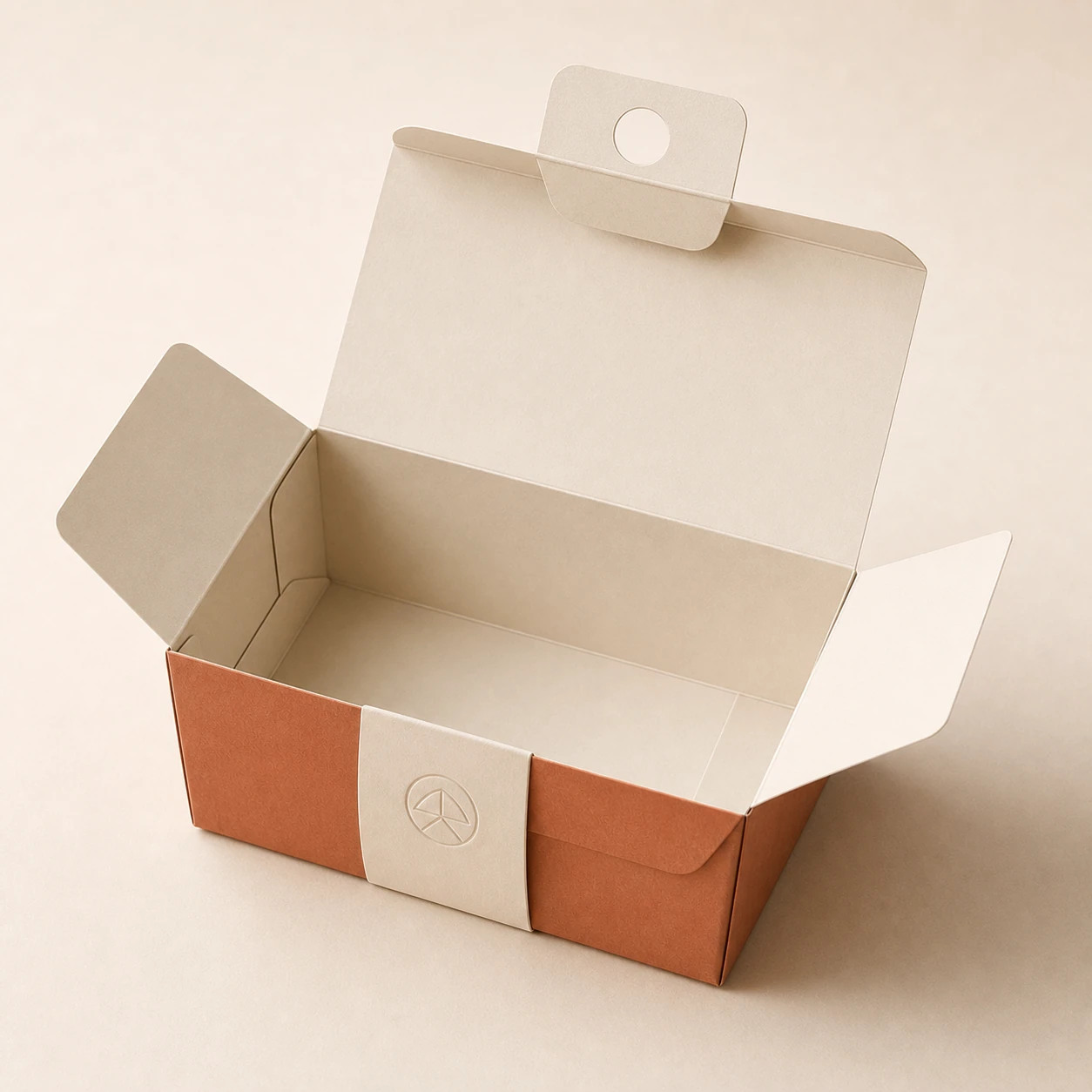 Food box opened to show its folding structure