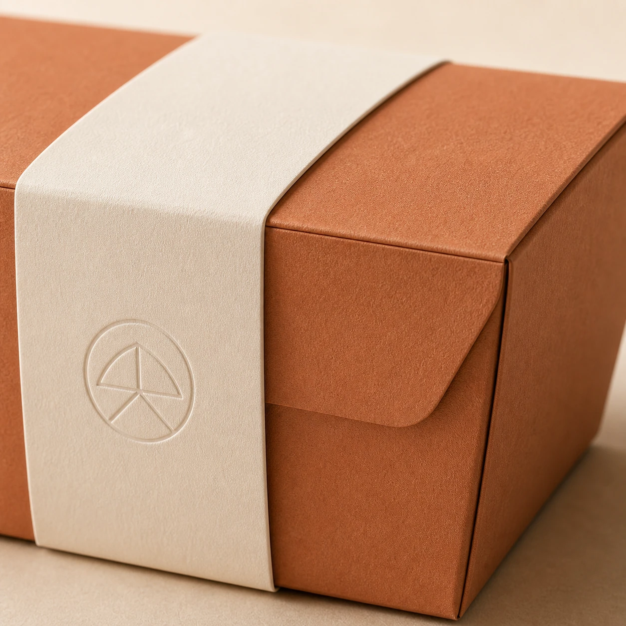 Close detail of the food box closure and paper texture