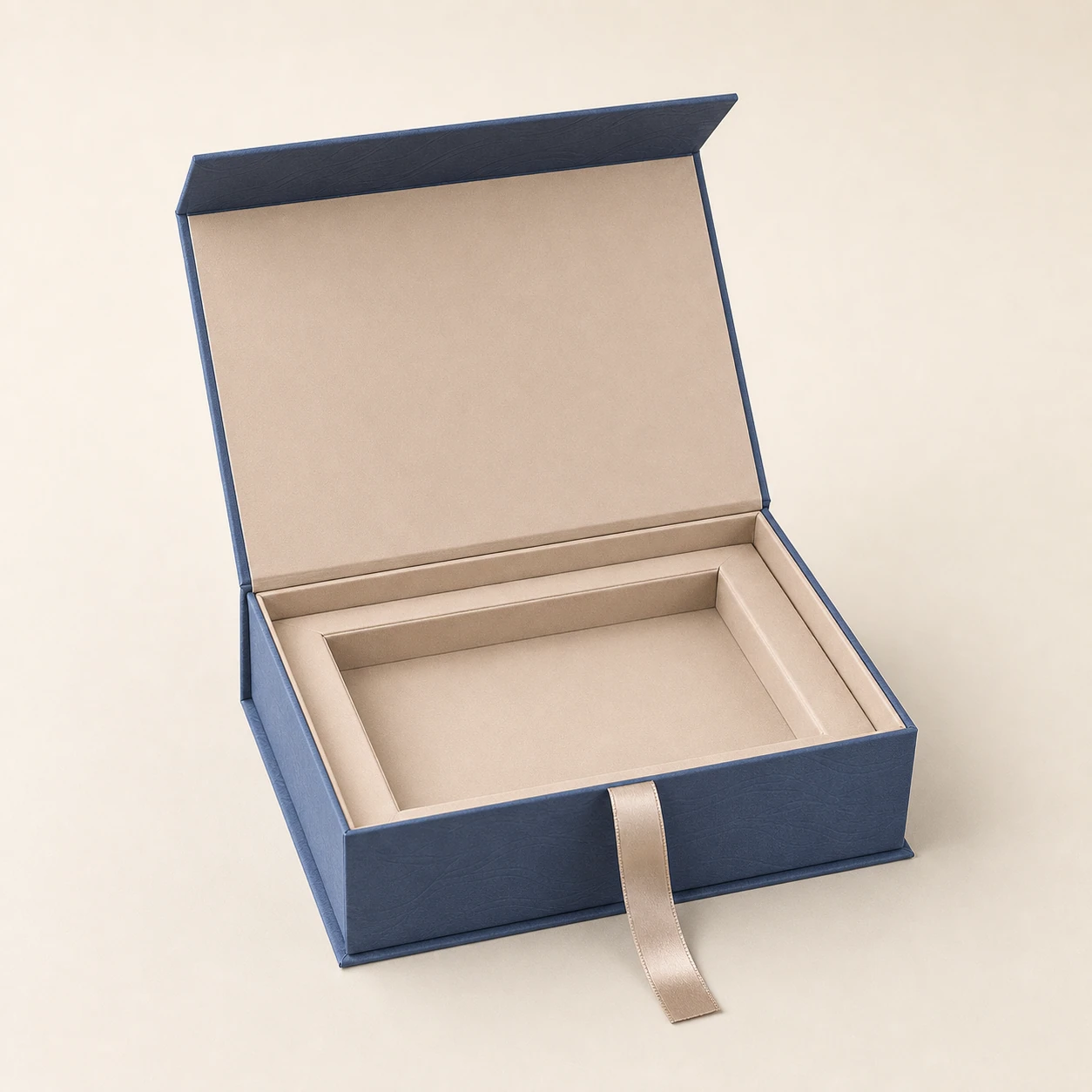 Gift box opened to show its fitted interior