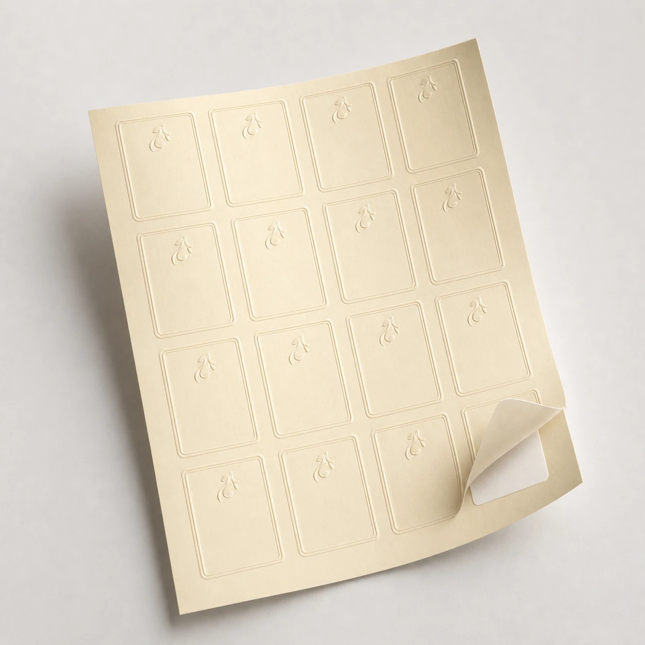 Label sheet with one label partly peeled