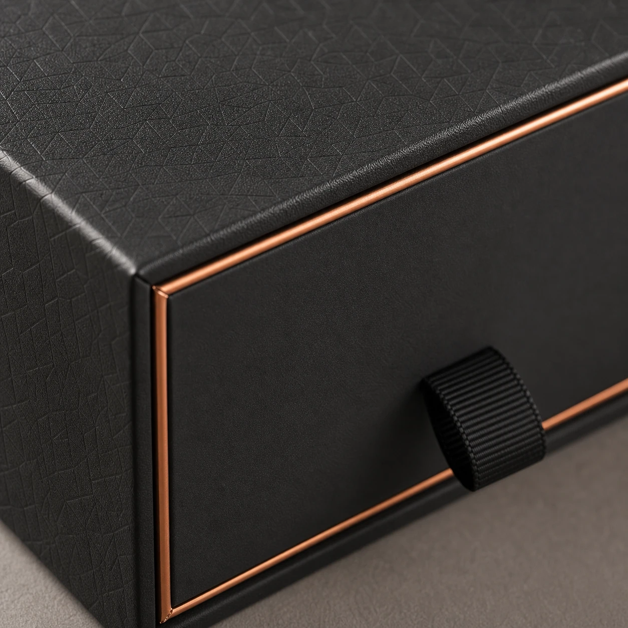 Detail of a luxury hard perfume box