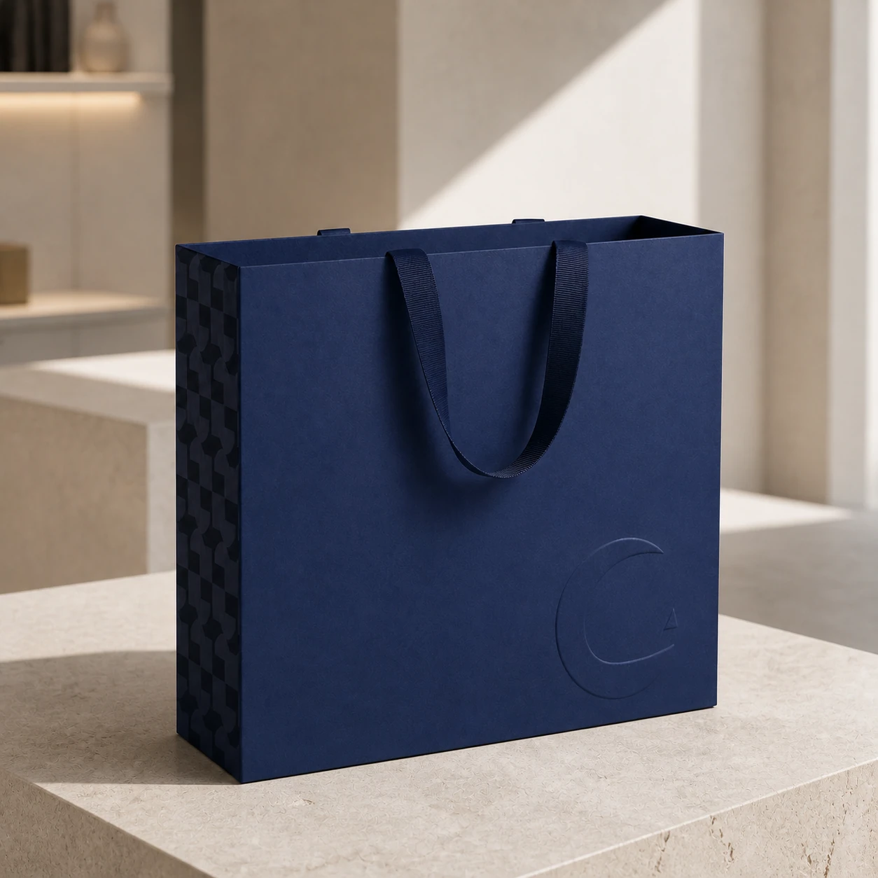 Luxury shopping bag in a boutique