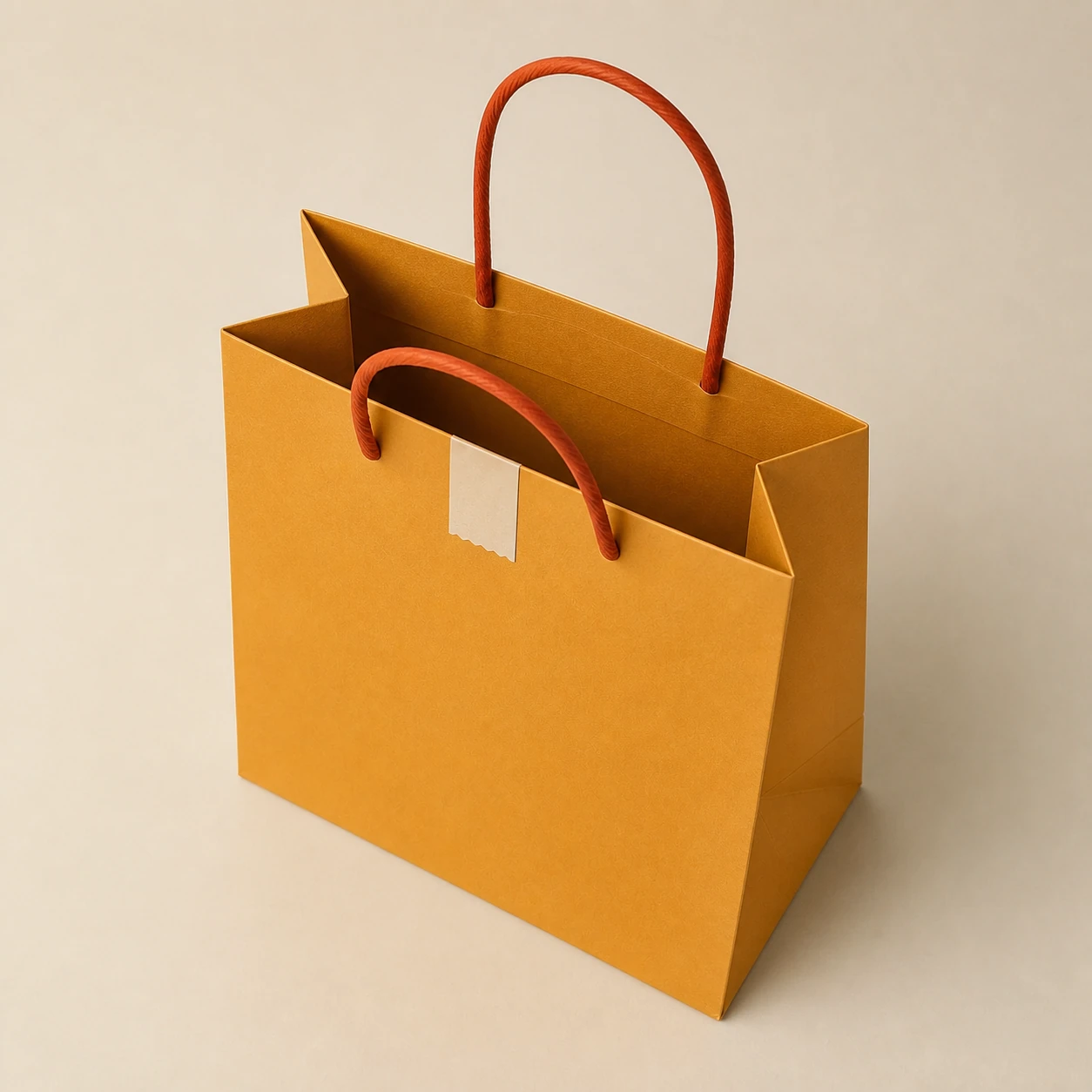 Open paper bag showing its gusset