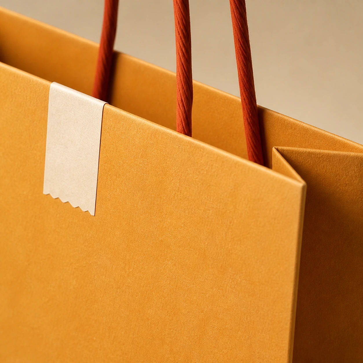 Close detail of kraft paper and twisted handle