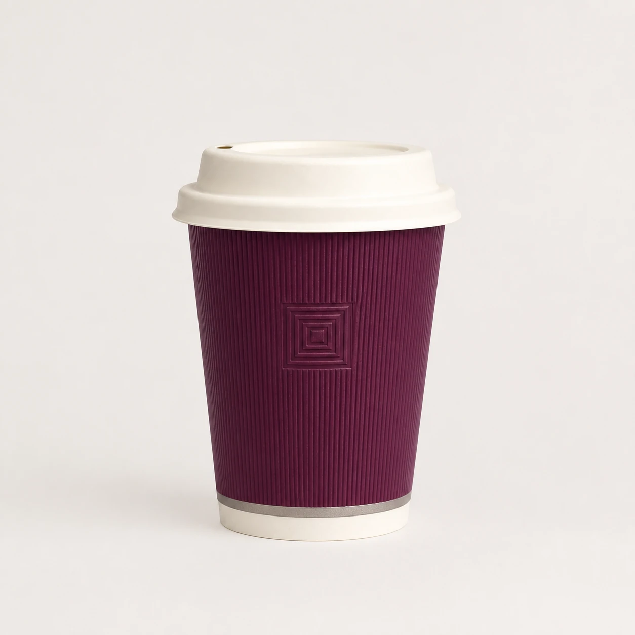 Plum paper cup from the front