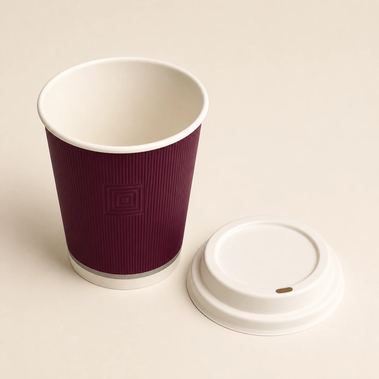 Paper cup with its lid removed