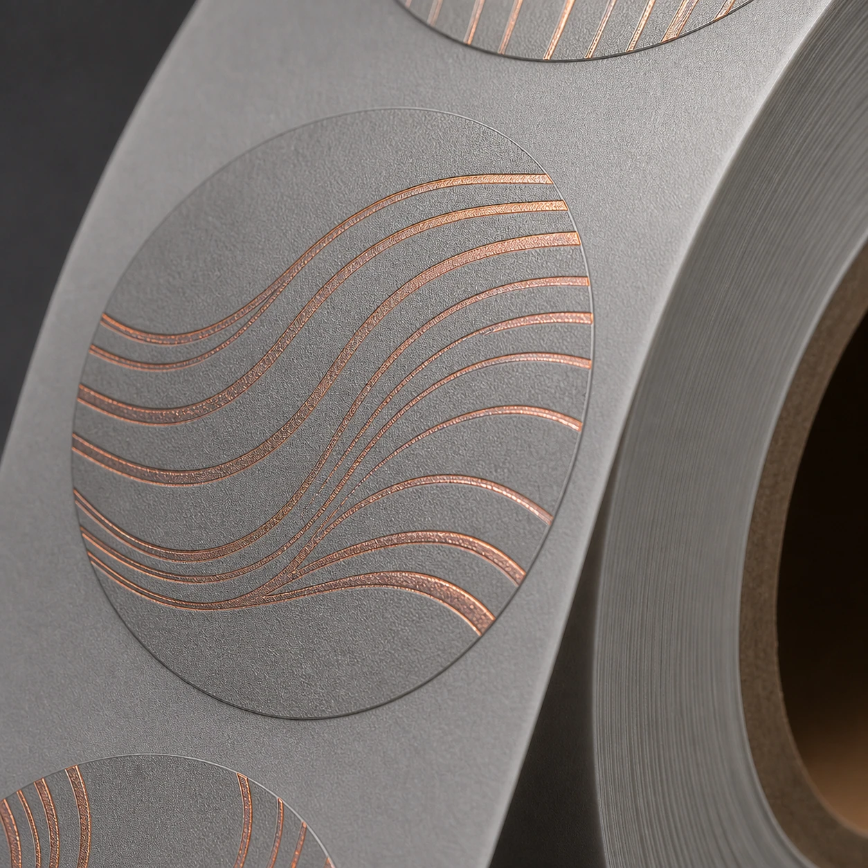 Macro detail of die-cut and coral foil